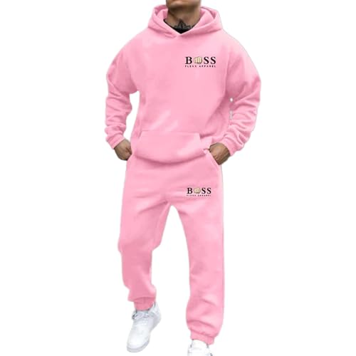 WAZHAKU Jogginganzug Herren Lang Trainingsanzug Sportanzug Baggy Sportbekleidung Zweiteiler Outfit Y2K Hip Hop 2-Teilig Hoodie und Jogginghose Casual Hausanzug Bequemer Tracksuit Jogging Anzug von WAZHAKU