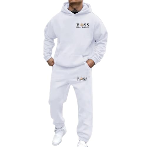 WAZHAKU Jogginganzug Herren Lang Trainingsanzug Sportanzug Baggy Sportbekleidung Zweiteiler Outfit Y2K Hip Hop 2-Teilig Hoodie und Jogginghose Casual Hausanzug Bequemer Tracksuit Jogging Anzug von WAZHAKU