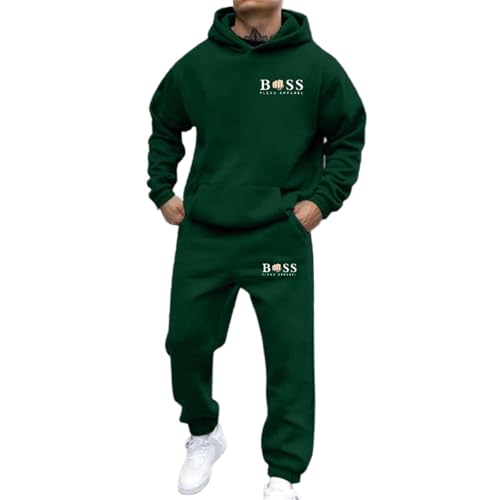WAZHAKU Jogginganzug Herren Lang Trainingsanzug Sportanzug Baggy Sportbekleidung Zweiteiler Outfit Y2K Hip Hop 2-Teilig Hoodie und Jogginghose Casual Hausanzug Bequemer Tracksuit Jogging Anzug von WAZHAKU