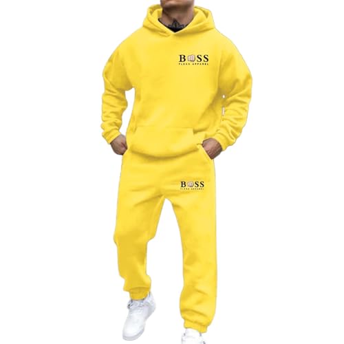 WAZHAKU Jogginganzug Herren Lang Trainingsanzug Sportanzug Baggy Sportbekleidung Zweiteiler Outfit Y2K Hip Hop 2-Teilig Hoodie und Jogginghose Casual Hausanzug Bequemer Tracksuit Jogging Anzug von WAZHAKU