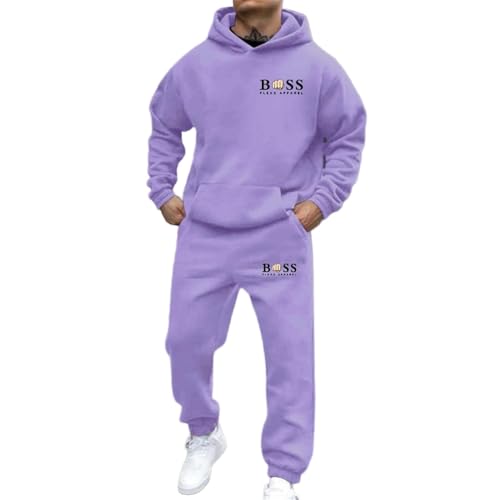 WAZHAKU Jogginganzug Herren Lang Trainingsanzug Sportanzug Baggy Sportbekleidung Zweiteiler Outfit Y2K Hip Hop 2-Teilig Hoodie und Jogginghose Casual Hausanzug Bequemer Tracksuit Jogging Anzug von WAZHAKU