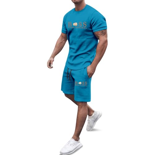 WAZHAKU Jogginganzug Herren Trainingsanzug Baggy Sportanzug Bequeme Atmungsaktive Sommer Outfit 2-teiliges Set mit Tshirts und Sporthose Stretch Fitnessanzug Activewear Streetwear Freizeitanzug WAZHAKU Jogginganzug Herren Trainingsanzug Baggy Sportanzug Bequeme Atmungsaktive Sommer Outfit 2-teiliges Set mit Tshirts und Sporthose Stretch Fitnessanzug Activewear Streetwear Freizeitanzug von WAZHAKU