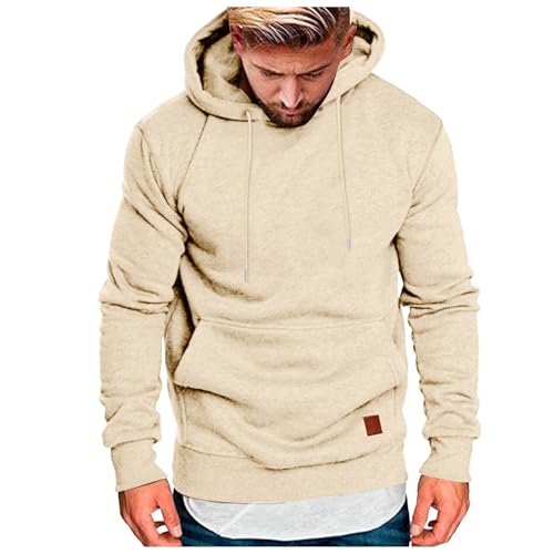 WAZHAKU Kapuzenpullover Herren Reine Farbe Pulli Kapuzenshirt Kapuzenpullover Sweatshirt Persönlichkeiten Lässige Fit Pullover Classic Bequeme Pullover Hoodies Mit Taschen Casual Winter Hoodie von WAZHAKU