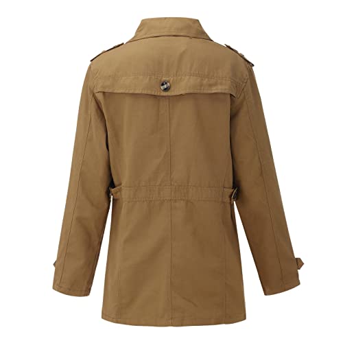 WAZHAKU Mantel Herren Kurz Trenchcoat Herren Beige Übergangsmantel Slim Fit Einreiher Kurzmantel Langarm Revers Jacke Lässig Winddicht Mantel Übergangsjacke Winter Mittellange Jacke von WAZHAKU