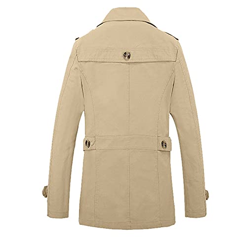 WAZHAKU Mantel Herren Kurz Trenchcoat Herren Beige Übergangsmantel Slim Fit Einreiher Kurzmantel Langarm Revers Jacke Lässig Winddicht Mantel Übergangsjacke Winter Mittellange Jacke von WAZHAKU