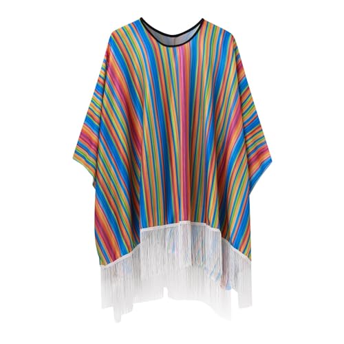 WAZHAKU Mexikaner Kostüm Poncho Alechandro Poncho Bunt Mexiko Party Karneval mit Fransen Verkleidung Umhang für Damen und Herren Fasching Party Karneval Mexikaner Cinco de Mayo Kostüm von WAZHAKU
