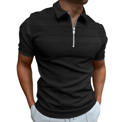 WAZHAKU Poloshirts für Herren 2024 Poloshirt-Kontrast Kurzarm Polohemd Male Polo Klassisches Männer Knopfleiste Polohemd M-3XL Kurzarm Poloshirt Atmungsaktiv Schnelltrocknend Tshirt von WAZHAKU