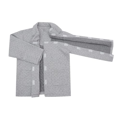 WAZHAKU Reha Jacke Herren Seitlich Zu öffnen Dialyse Baumwoll Jacke Mehr-Wege Reißverschluss an Ärmeln und Front Jacke mit Außentaschen Optimal geeignet für Rehabilitations- und Pflegezwecke von WAZHAKU