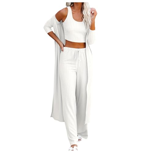 WAZHAKU Shorty Pyjama Damen Hausanzug Top Und Shorts Loungewear Elegant Schlafanzüge Damenschlafanzug Bequeme Weiches Sommer Outfit Schlafanzughosen Freizeit Für Damen von WAZHAKU