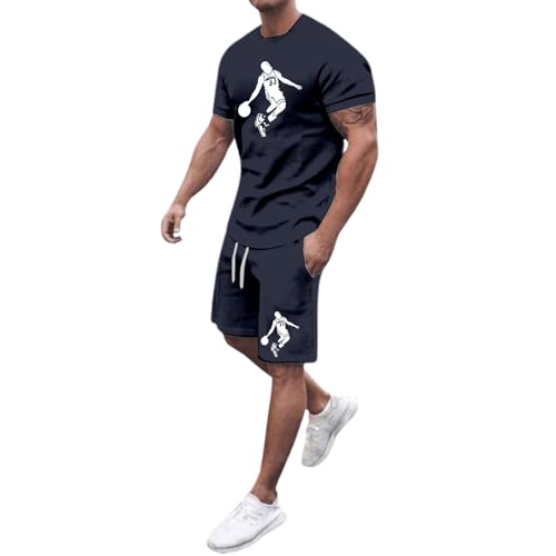 WAZHAKU Sommer Outfit Herren Zweiteiler Kurzarm Atmungsaktive 2 Teiler Jogginganzug Strand Casual Tracksuit Freizeitanzug Shorts Und Basketball Tshirt Set Klamotten Bequem Kurz Trainingsanzug WAZHAKU Sommer Outfit Herren Zweiteiler Kurzarm Atmungsaktive 2 Teiler Jogginganzug Strand Casual Tracksuit Freizeitanzug Shorts Und Basketball Tshirt Set Klamotten Bequem Kurz Trainingsanzug von WAZHAKU