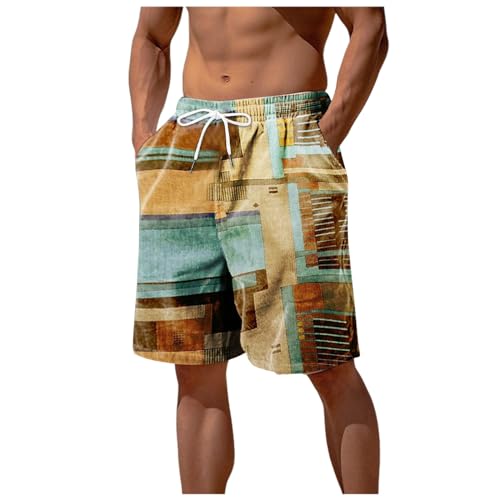 WAZHAKU Sporthose Herren Kurze Stretch Bunt Karierte Bermuda Shorts Stretch Chino Hose Herren Schnelltrocknend Sportshorts mit Taschen Leichte Cordhose Sommer Strand Shorts Sporthose Streetwear von WAZHAKU