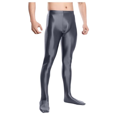 WAZHAKU Strumpfhose Herren Glänzene Leggings Blickdicht Öl Glanz Pantyhose Männer Lange Unterhose Modisch Feinstrumpfhose Einfarbige Tights Fußhose Yogahose Fitness Freizeithose Öl Leggings von WAZHAKU