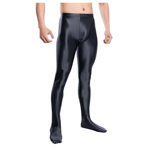 WAZHAKU Strumpfhose Herren Glänzene Leggings Blickdicht Öl Glanz Pantyhose Männer Lange Unterhose Modisch Feinstrumpfhose Einfarbige Tights Fußhose Yogahose Fitness Freizeithose Öl Leggings von WAZHAKU