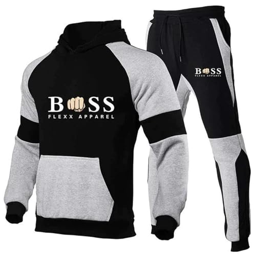 WAZHAKU Trainingsanzug Herren Lang Jogginganzug Sportanzug Oversized Activewear Zweiteiler Outfit Streetwear 2-Teilig Sweatshirt und Jogginghose Casual Schlafanzug Herbst Winter Jogging Anzug von WAZHAKU