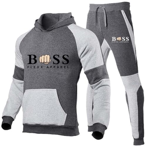 WAZHAKU Trainingsanzug Herren Lang Jogginganzug Sportanzug Oversized Activewear Zweiteiler Outfit Streetwear 2-Teilig Sweatshirt und Jogginghose Casual Schlafanzug Herbst Winter Jogging Anzug von WAZHAKU