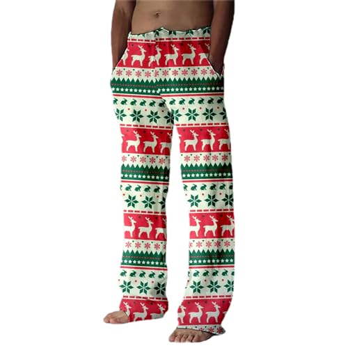 WAZHAKU Weihnachten Jogginghose Herren Lang Sweat Pants Regular Fit Jogginghose Streetwear Relaxing Hose Elastischer Taille Weites Bein Haushose Winter Warme Fitness Hose Freizeit Gym Hose von WAZHAKU