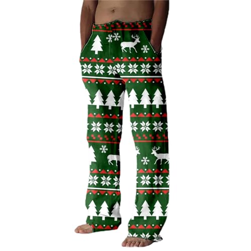 WAZHAKU Weihnachten Jogginghose Herren Lang Sweat Pants Regular Fit Jogginghose Streetwear Relaxing Hose Elastischer Taille Weites Bein Haushose Winter Warme Fitness Hose Freizeit Gym Hose von WAZHAKU