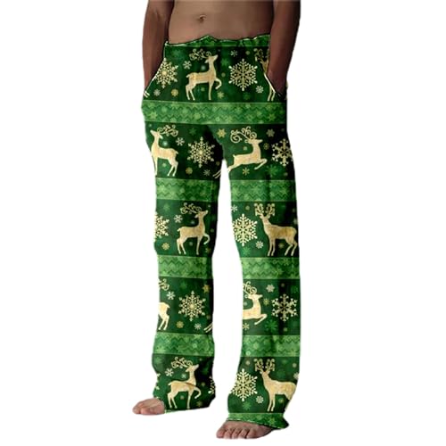 WAZHAKU Weihnachten Jogginghose Herren Lang Sweat Pants Regular Fit Jogginghose Streetwear Relaxing Hose Elastischer Taille Weites Bein Haushose Winter Warme Fitness Hose Freizeit Gym Hose von WAZHAKU