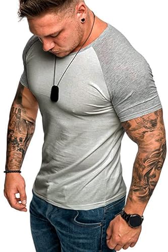 WAZZAP Herren T-Shirt Basic Kurzarm Slim Fit Contrast Raglan mit Rundhals von WAZZAP