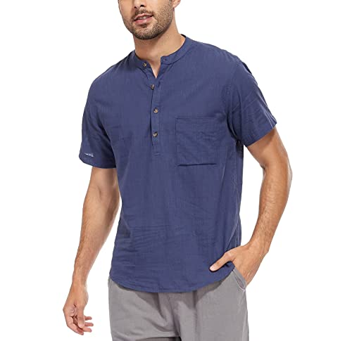 WAZZAP Hemd Herren Baumwolle Leinenhemd Henley Kurzarm Sommerhemd Regular Fit Freizeithemd Shirts WAZZAP Hemd Herren Baumwolle Leinenhemd Henley Kurzarm Sommerhemd Regular Fit Freizeithemd Shirts von WAZZAP