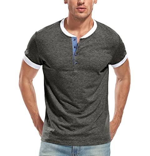 WAZZAP Henley Shirt Herren Kurzarm Casual Slim Fit Rundhals T Shirt mit Knopfleiste Grandad-Ausschnitt WAZZAP Henley Shirt Herren Kurzarm Casual Slim Fit Rundhals T Shirt mit Knopfleiste Grandad-Ausschnitt von WAZZAP