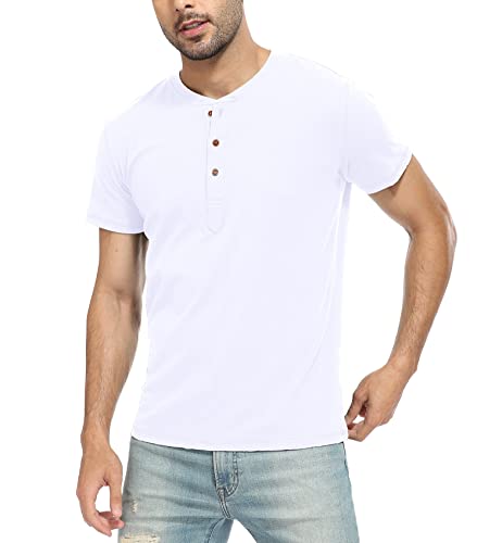 WAZZAP Henley Shirt Kurzarm Herren Casual Slim Fit with Buttons T-Shirts mit Grandad-Ausschnitt von WAZZAP