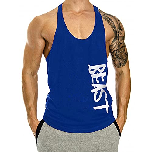 WAZZAP Herren Beast Muskelshirt Stringer Tank Top Bodybuilding Fitness Gym Sport Ärmellos Achselshirts T-Shirt von WAZZAP