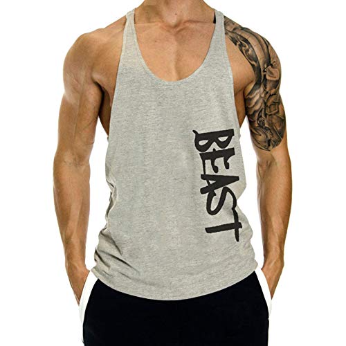 WAZZAP Herren Beast Muskelshirt Stringer Tank Top Bodybuilding Fitness Gym Sport Ärmellos Achselshirts T-Shirt von WAZZAP