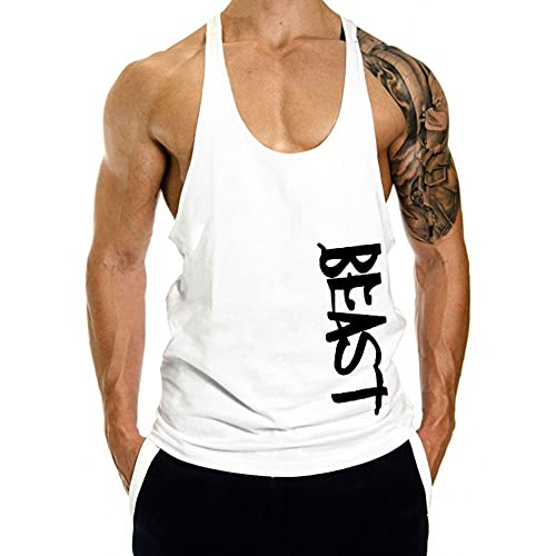 WAZZAP Herren Beast Muskelshirt Stringer Tank Top Bodybuilding Gym Fitness Sport Ärmellos Achselshirts T-Shirt von WAZZAP