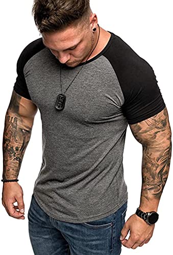 WAZZAP Herren T-Shirt Basic Kurzarm Slim Fit Contrast Raglan mit Rundhals von WAZZAP