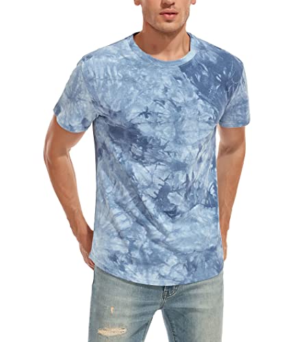 WAZZAP Herren T-Shirt Kurzarm Tie Dye Rundhals Lässig Hip Hop Sommer Baumwolle Streetwear von WAZZAP