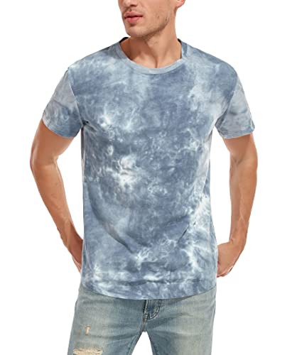 WAZZAP Herren T-Shirt Kurzarm Tie Dye Rundhals Lässig Hip Hop Sommer Baumwolle Streetwear von WAZZAP