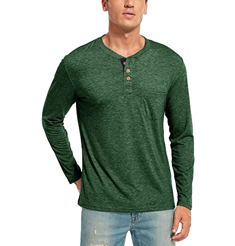 WAZZAP Langarmshirt Herren Henley Shirt Langarm Casual T-Shirt Grandad-Ausschnitt mit Knöpfen von WAZZAP