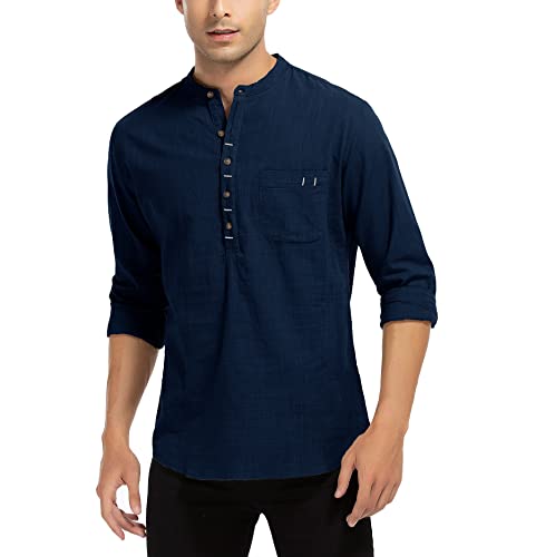 WAZZAP Leinenhemd Herren Hemd Langarm Henley Sommerhemd Regular Fit Freizeithemd Strandhemd WAZZAP Leinenhemd Herren Hemd Langarm Henley Sommerhemd Regular Fit Freizeithemd Strandhemd von WAZZAP