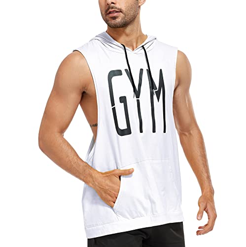 WAZZAP Tank Top Herren Bodybuilding Ärmelloser Muskelshirt Gym Workout Sport Fitness T-Shirt Hoodie mit Tasche von WAZZAP