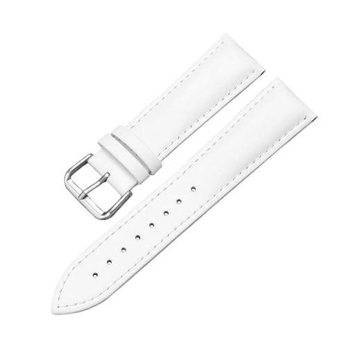 Leder-Uhrenarmband, 12mm – 24mm, Herren- und Damenuhr, Ersatz-Uhrenarmband für Uhrenzubehör, Weiß, 23mm von WAikub