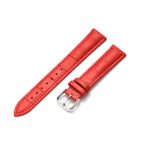 WAikub 10mm – 24mm Uhrenarmband, Leder, universelles Uhren-Ersatzarmband, Herren- und Damen-Uhrenzubehör, Rot, 15mm von WAikub