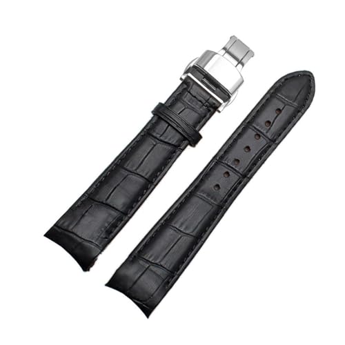 WAikub Leder-Uhrenarmband, gebogenes Ende, Uhrenarmband, 20mm, 21mm, 22mm, Herrenuhr, Ersatzarmband, Uhrenzubehör, 22mm von WAikub