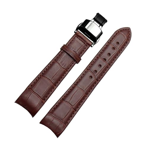 WAikub Leder-Uhrenarmband, gebogenes Ende, Uhrenarmband, 20mm, 21mm, 22mm, Herrenuhr, Ersatzarmband, Uhrenzubehör, 22mm von WAikub