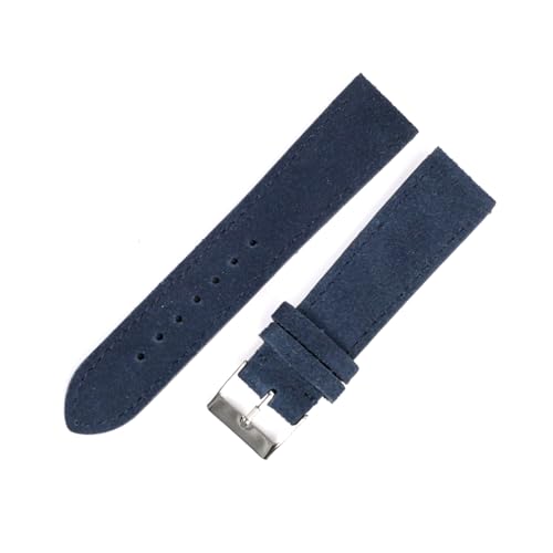 WAikub Wildleder Leder Uhrenarmband 18mm 20mm 22mm Armband Edelstahl Schnalle Männer Frauen Uhr Zubehör, Blau, 22mm von WAikub