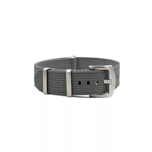 WB Original Geripptes Nylon-Uhrenarmband | Grau - 20 mm - Schließe: Silber Gebürstet | Nylon | Ersatz-Armband von WB Original