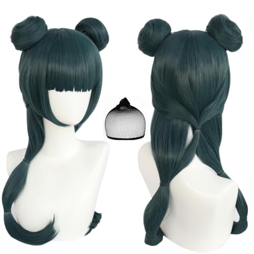 Maomao Perücke, lange dunkelgrüne Perücke mit 2 Dutts for Damen for Halloween, Cosplay, Damen-Cosplay-Outfit, synthetisches Anime-Haar for Kostümparty WBASOZMO Maomao Perücke, lange dunkelgrüne Perücke mit 2 Dutts for Damen for Halloween, Cosplay, Damen-Cosplay-Outfit, synthetisches Anime-Haar for Kostümparty WBASOZMO von WBASOZMO