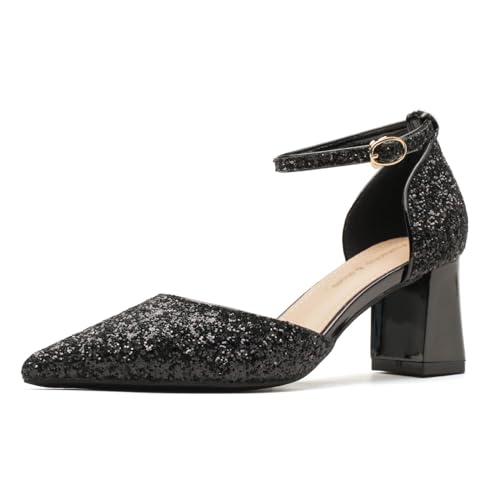 Glitzer High Heels Sexy Bequem Damen Pumps Kann Die Schönheit Der Beinlinien Effektiv Präsentieren (Schwarz,36) von WBITJDK