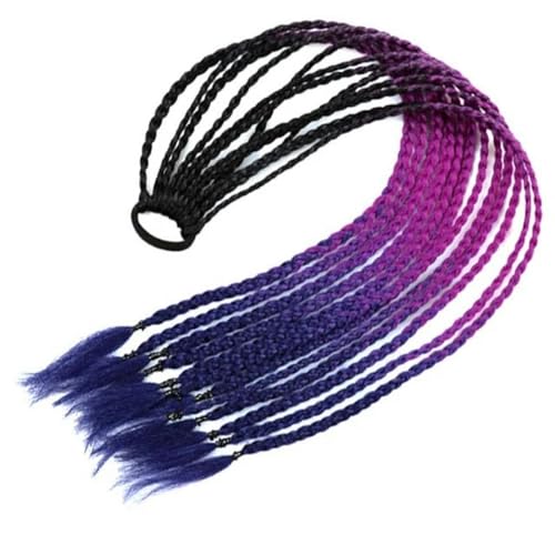 Synthetische geflochtene Pferdeschwanz-Haarverlängerung mit elastischem Farbverlauf, bunt, langer Zopf, Pferdeschwanz für Kinder und Frauen, C10-24 Zoll Synthetische geflochtene Pferdeschwanz-Haarverlängerung mit elastischem Farbverlauf, bunt, langer Zopf, Pferdeschwanz für Kinder und Frauen, C10-24 Zoll von WBLSPA