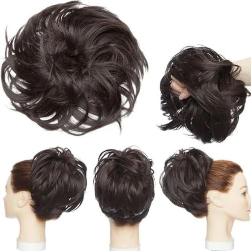 Synthetischer unordentlicher Haarknoten, elastisches Haarband, lockiges Haarteil für Frauen, Haargummi, Grau, Braun, Schwarz, Hochsteckfrisur, Donut-Chignon-Dunkelbraun-T-China Synthetischer unordentlicher Haarknoten, elastisches Haarband, lockiges Haarteil für Frauen, Haargummi, Grau, Braun, Schwarz, Hochsteckfrisur, Donut-Chignon-Dunkelbraun-T-China von WBLSPA