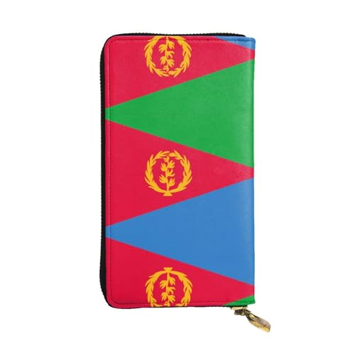 Clutch aus Leder mit eritreischer Flagge (19,1 x 10,4 cm) – Geldbörse für Münzkarten und Schlüssel von WBQLSL