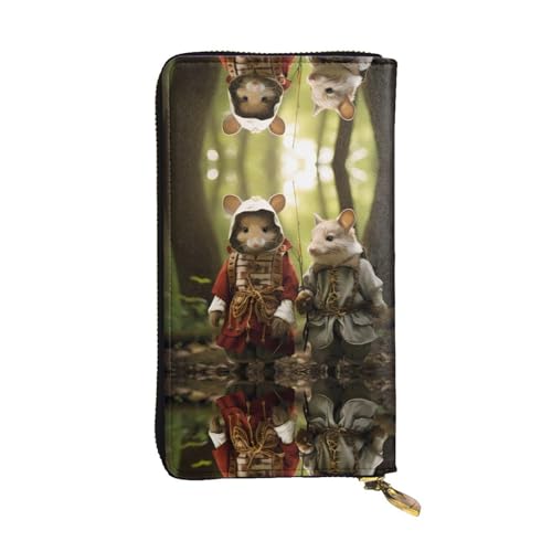 Clutch mit Rattenanthropomorphisierung, bedruckt, 19,1 x 10,4 cm, Ledergeldbörse von WBQLSL