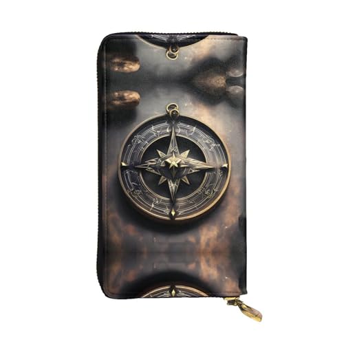 Magical Design Clutch aus Leder mit nordischen Runen Kompassmuster (19,1 x 10,4 cm) – Münzkarten-Schlüsseletui von WBQLSL
