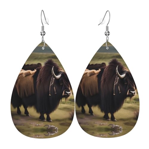Mighty Highland Yak bedruckte Tropfenohrringe für Frauen | Temperamentale Dating-Ohrringe | Geburtstagsgeschenk für beste Freundin, Einheitsgröße, Kunstleder Mighty Highland Yak bedruckte Tropfenohrringe für Frauen | Temperamentale Dating-Ohrringe | Geburtstagsgeschenk für beste Freundin, Einheitsgröße, Kunstleder von WBQLSL