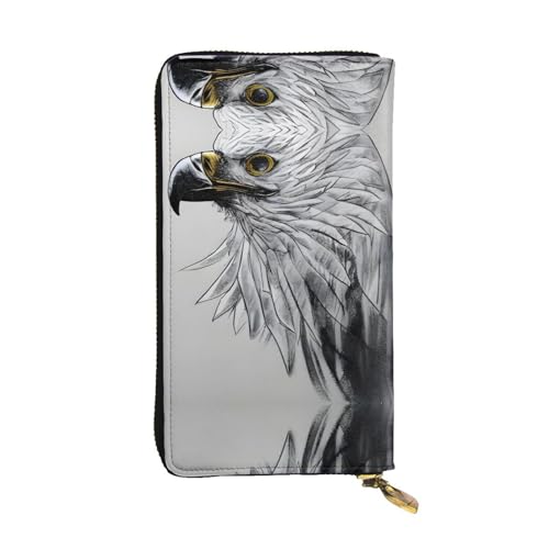 Sketching an Adler-Muster Leder-Clutch (19,1 x 10,4 cm) – Münzkarten-Schlüsseletui von WBQLSL